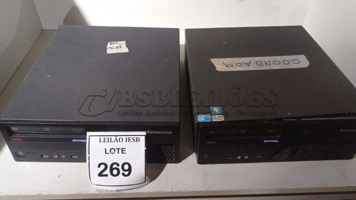 LOTE 269 - 02 CPUS LENOVO. (NO ESTADO) ATENÇÃO! FAZER A VISITAÇÃO ANTES DE ARREMATAR, NÃO SABEMOS SE FUNCIONA, LEILÃO NÃO TEM GARANTIA E NEM DEVOLUÇÃO, SUJEITO A POSSÍVEIS AVARIAS VISÍVEIS/OCULTAS E/OU AUSÊNCIA DE COMPONENTES.