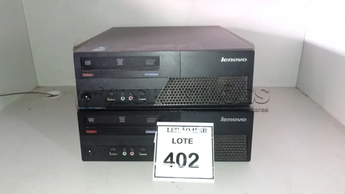 LOTE 402 - 02 CPUS LENOVO. (NO ESTADO) ATENÇÃO! FAZER A VISITAÇÃO ANTES DE ARREMATAR, NÃO SABEMOS SE FUNCIONA, LEILÃO NÃO TEM GARANTIA E NEM DEVOLUÇÃO, SUJEITO A POSSÍVEIS AVARIAS VISÍVEIS/OCULTAS E/OU AUSÊNCIA DE COMPONENTES.