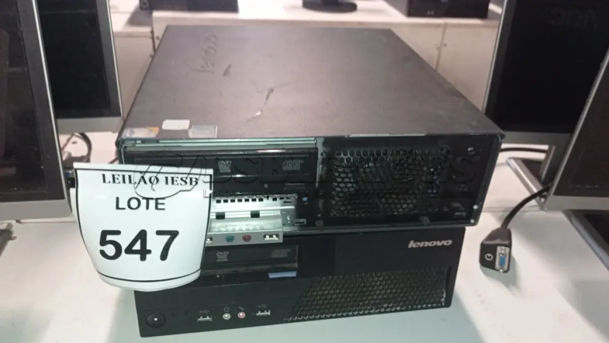 LOTE 547 - 02 CPUS LENOVO. (NO ESTADO) ATENÇÃO! FAZER A VISITAÇÃO ANTES DE ARREMATAR, NÃO SABEMOS SE FUNCIONA, LEILÃO NÃO TEM GARANTIA E NEM DEVOLUÇÃO, SUJEITO A POSSÍVEIS AVARIAS VISÍVEIS/OCULTAS E/OU AUSÊNCIA DE COMPONENTES.