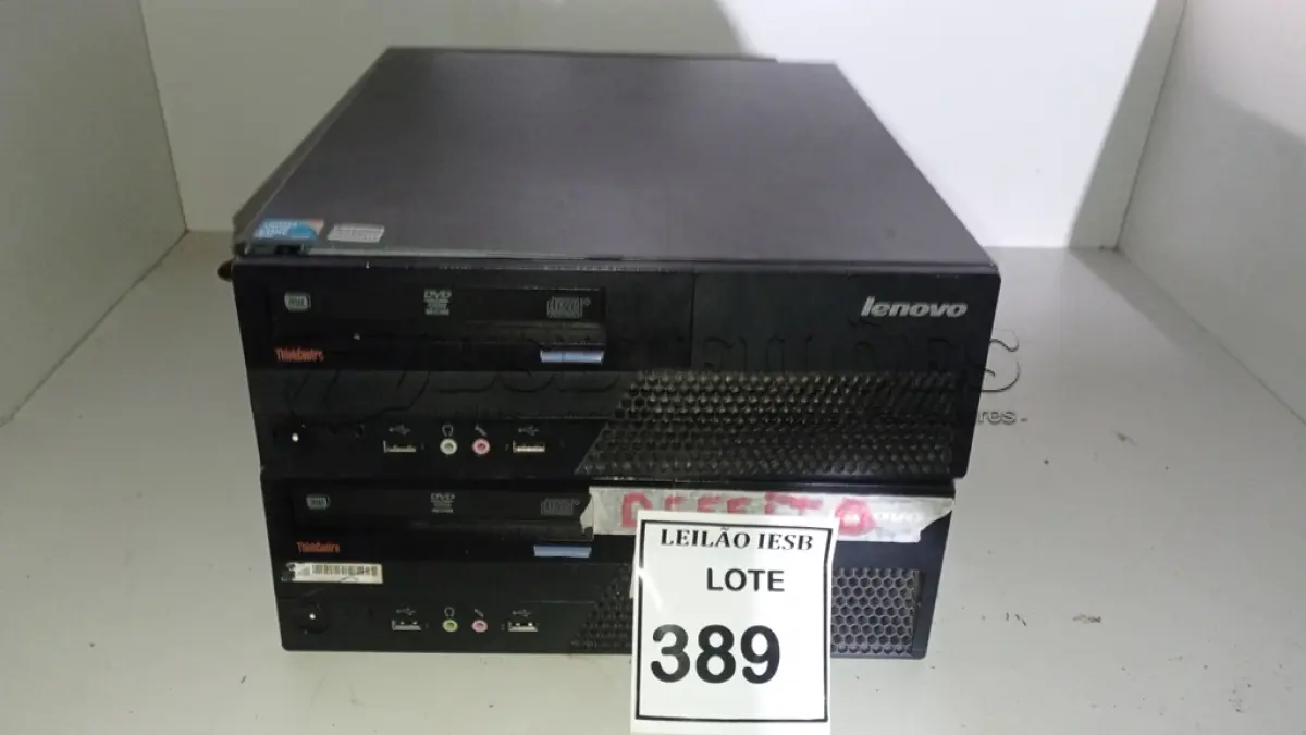 LOTE 389 - 02 CPUS LENOVO. (NO ESTADO) ATENÇÃO! FAZER A VISITAÇÃO ANTES DE ARREMATAR, NÃO SABEMOS SE FUNCIONA, LEILÃO NÃO TEM GARANTIA E NEM DEVOLUÇÃO, SUJEITO A POSSÍVEIS AVARIAS VISÍVEIS/OCULTAS E/OU AUSÊNCIA DE COMPONENTES.