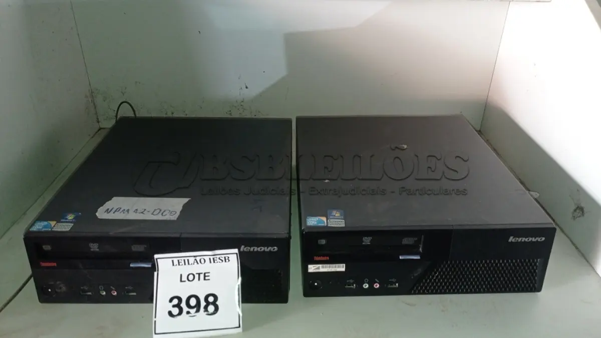 LOTE 398 - 02 CPUS LENOVO. (NO ESTADO) ATENÇÃO! FAZER A VISITAÇÃO ANTES DE ARREMATAR, NÃO SABEMOS SE FUNCIONA, LEILÃO NÃO TEM GARANTIA E NEM DEVOLUÇÃO, SUJEITO A POSSÍVEIS AVARIAS VISÍVEIS/OCULTAS E/OU AUSÊNCIA DE COMPONENTES.
