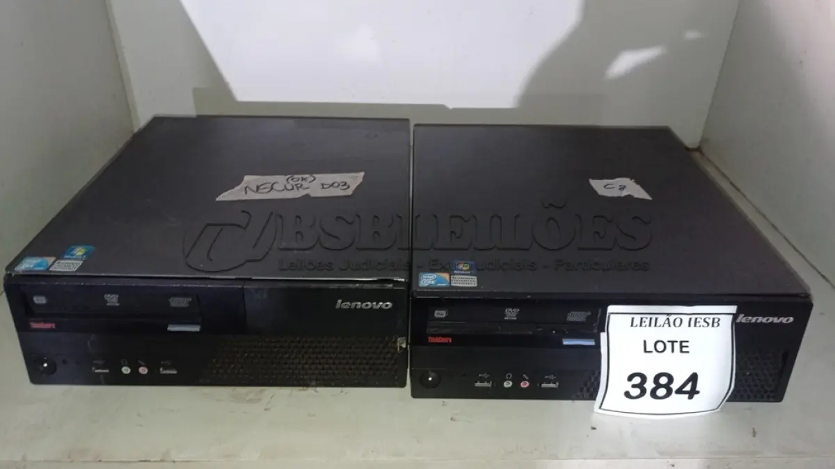 LOTE 384 - 02 CPUS LENOVO. (NO ESTADO) ATENÇÃO! FAZER A VISITAÇÃO ANTES DE ARREMATAR, NÃO SABEMOS SE FUNCIONA, LEILÃO NÃO TEM GARANTIA E NEM DEVOLUÇÃO, SUJEITO A POSSÍVEIS AVARIAS VISÍVEIS/OCULTAS E/OU AUSÊNCIA DE COMPONENTES.