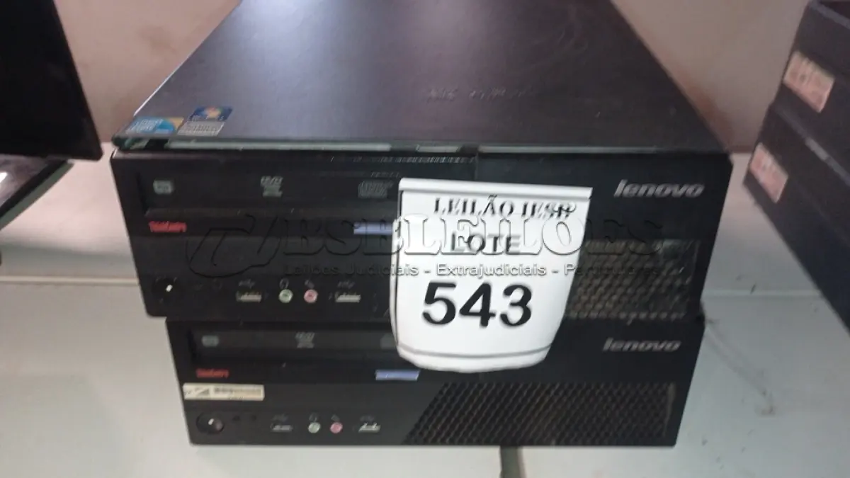 LOTE 543 - 02 CPUS LENOVO. (NO ESTADO) ATENÇÃO! FAZER A VISITAÇÃO ANTES DE ARREMATAR, NÃO SABEMOS SE FUNCIONA, LEILÃO NÃO TEM GARANTIA E NEM DEVOLUÇÃO, SUJEITO A POSSÍVEIS AVARIAS VISÍVEIS/OCULTAS E/OU AUSÊNCIA DE COMPONENTES.