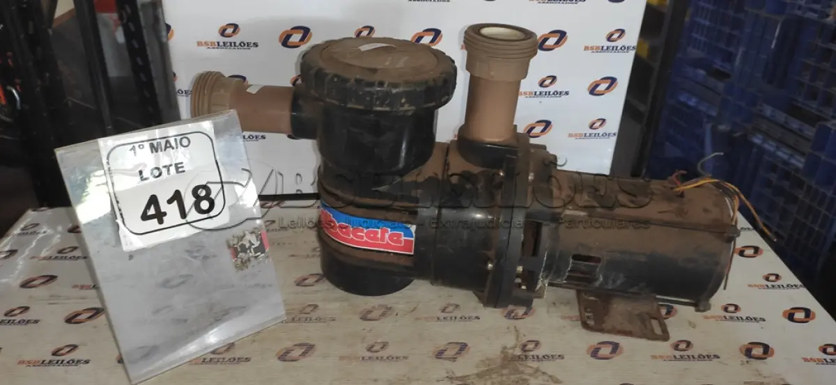 LOTE 418 - 01 BOMBA DE PISCINA ALBALCETE. (NO ESTADO) ATENÇÃO! FAZER A VISITAÇÃO ANTES DE ARREMATAR, NÃO SABEMOS SE FUNCIONA, LEILÃO NÃO TEM GARANTIA E NEM DEVOLUÇÃO, SUJEITO A POSSÍVEIS AVARIAS VISÍVEIS/OCULTAS E/OU AUSÊNCIA DE COMPONENTES.