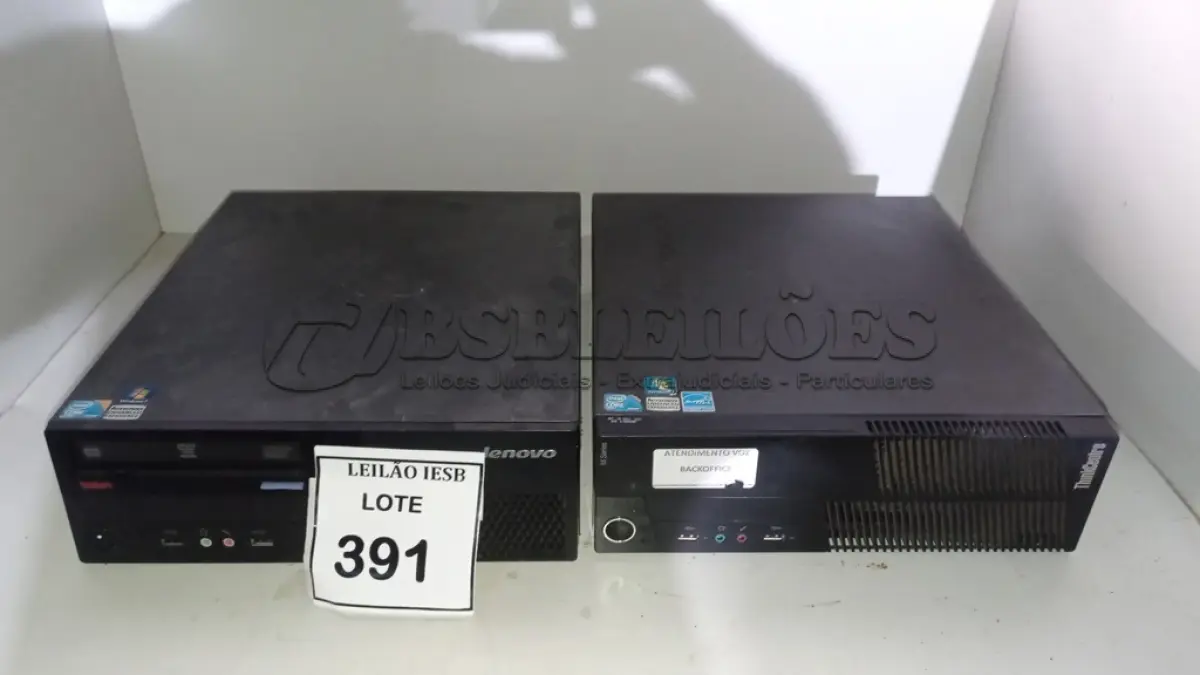 LOTE 391 - 02 CPUS LENOVO. (NO ESTADO) ATENÇÃO! FAZER A VISITAÇÃO ANTES DE ARREMATAR, NÃO SABEMOS SE FUNCIONA, LEILÃO NÃO TEM GARANTIA E NEM DEVOLUÇÃO, SUJEITO A POSSÍVEIS AVARIAS VISÍVEIS/OCULTAS E/OU AUSÊNCIA DE COMPONENTES.