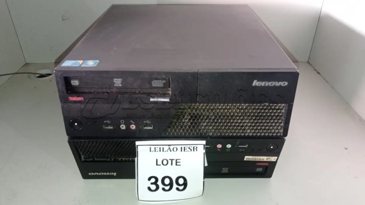 LOTE 399 - 02 CPUS LENOVO. (NO ESTADO) ATENÇÃO! FAZER A VISITAÇÃO ANTES DE ARREMATAR, NÃO SABEMOS SE FUNCIONA, LEILÃO NÃO TEM GARANTIA E NEM DEVOLUÇÃO, SUJEITO A POSSÍVEIS AVARIAS VISÍVEIS/OCULTAS E/OU AUSÊNCIA DE COMPONENTES.