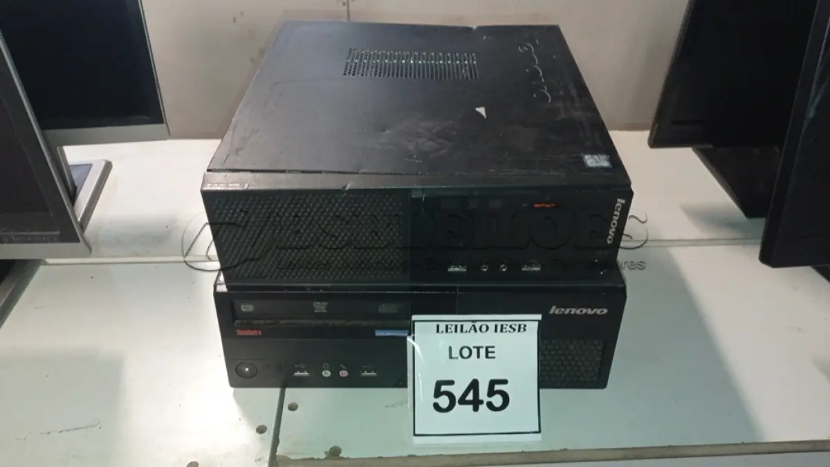 LOTE 545 - 02 CPUS LENOVO. (NO ESTADO) ATENÇÃO! FAZER A VISITAÇÃO ANTES DE ARREMATAR, NÃO SABEMOS SE FUNCIONA, LEILÃO NÃO TEM GARANTIA E NEM DEVOLUÇÃO, SUJEITO A POSSÍVEIS AVARIAS VISÍVEIS/OCULTAS E/OU AUSÊNCIA DE COMPONENTES.
