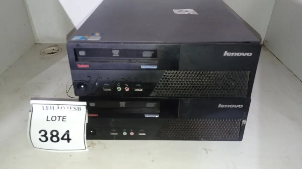 LOTE 384 - 02 CPUS LENOVO. (NO ESTADO) ATENÇÃO! FAZER A VISITAÇÃO ANTES DE ARREMATAR, NÃO SABEMOS SE FUNCIONA, LEILÃO NÃO TEM GARANTIA E NEM DEVOLUÇÃO, SUJEITO A POSSÍVEIS AVARIAS VISÍVEIS/OCULTAS E/OU AUSÊNCIA DE COMPONENTES.