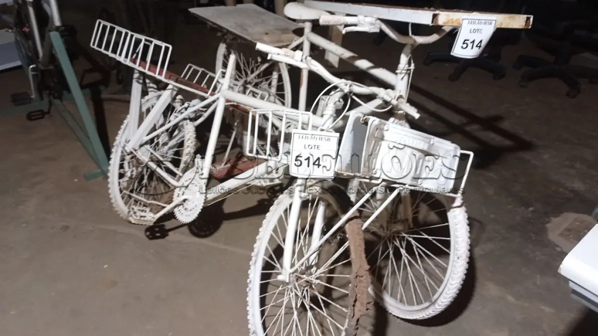 LOTE 514 - 02 BICICLETAS BRANCAS PARA ESCULTURAS. (NO ESTADO) ATENÇÃO! FAZER A VISITAÇÃO ANTES DE ARREMATAR, NÃO SABEMOS SE FUNCIONA, LEILÃO NÃO TEM GARANTIA E NEM DEVOLUÇÃO, SUJEITO A POSSÍVEIS AVARIAS VISÍVEIS/OCULTAS E/OU AUSÊNCIA DE COMPONENTES.