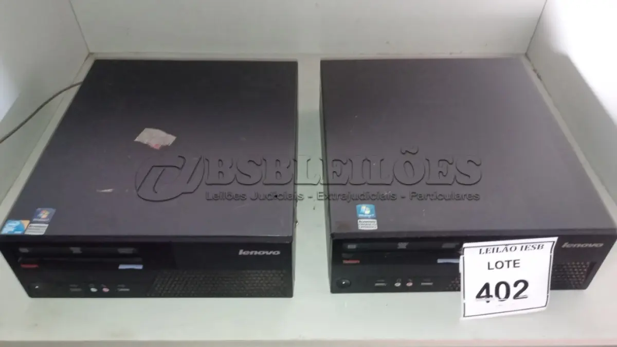 LOTE 402 - 02 CPUS LENOVO. (NO ESTADO) ATENÇÃO! FAZER A VISITAÇÃO ANTES DE ARREMATAR, NÃO SABEMOS SE FUNCIONA, LEILÃO NÃO TEM GARANTIA E NEM DEVOLUÇÃO, SUJEITO A POSSÍVEIS AVARIAS VISÍVEIS/OCULTAS E/OU AUSÊNCIA DE COMPONENTES.