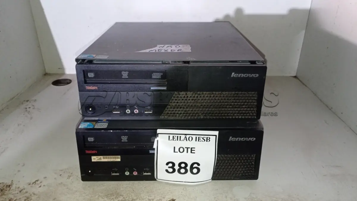 LOTE 386 - 02 CPUS LENOVO. (NO ESTADO) ATENÇÃO! FAZER A VISITAÇÃO ANTES DE ARREMATAR, NÃO SABEMOS SE FUNCIONA, LEILÃO NÃO TEM GARANTIA E NEM DEVOLUÇÃO, SUJEITO A POSSÍVEIS AVARIAS VISÍVEIS/OCULTAS E/OU AUSÊNCIA DE COMPONENTES.
