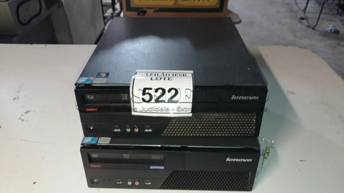 LOTE 522 - 02 CPUS LENOVO. (NO ESTADO) ATENÇÃO! FAZER A VISITAÇÃO ANTES DE ARREMATAR, NÃO SABEMOS SE FUNCIONA, LEILÃO NÃO TEM GARANTIA E NEM DEVOLUÇÃO, SUJEITO A POSSÍVEIS AVARIAS VISÍVEIS/OCULTAS E/OU AUSÊNCIA DE COMPONENTES.