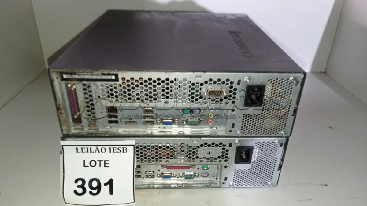 LOTE 391 - 02 CPUS LENOVO. (NO ESTADO) ATENÇÃO! FAZER A VISITAÇÃO ANTES DE ARREMATAR, NÃO SABEMOS SE FUNCIONA, LEILÃO NÃO TEM GARANTIA E NEM DEVOLUÇÃO, SUJEITO A POSSÍVEIS AVARIAS VISÍVEIS/OCULTAS E/OU AUSÊNCIA DE COMPONENTES.