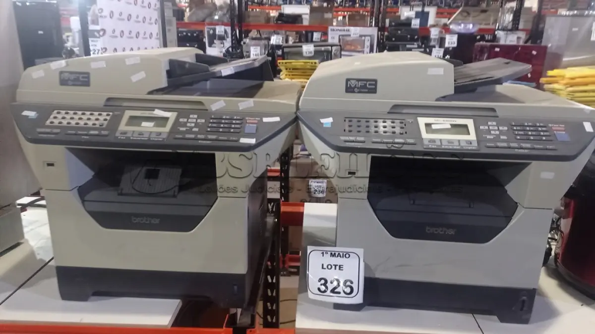 LOTE 326 - 02 IMPRESSORAS MULTIFUNCIONAIS MODELO MFC-8480DN MARCA BROTHER. (NO ESTADO) ATENÇÃO! FAZER A VISITAÇÃO ANTES DE ARREMATAR, NÃO SABEMOS SE FUNCIONA, LEILÃO NÃO TEM GARANTIA E NEM DEVOLUÇÃO, SUJEITO A POSSÍVEIS AVARIAS VISÍVEIS/OCULTAS E/OU AUSÊNCIA DE COMPONENTES.