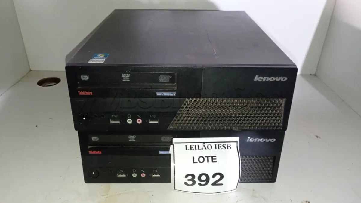 LOTE 392 - 02 CPUS LENOVO. (NO ESTADO) ATENÇÃO! FAZER A VISITAÇÃO ANTES DE ARREMATAR, NÃO SABEMOS SE FUNCIONA, LEILÃO NÃO TEM GARANTIA E NEM DEVOLUÇÃO, SUJEITO A POSSÍVEIS AVARIAS VISÍVEIS/OCULTAS E/OU AUSÊNCIA DE COMPONENTES.