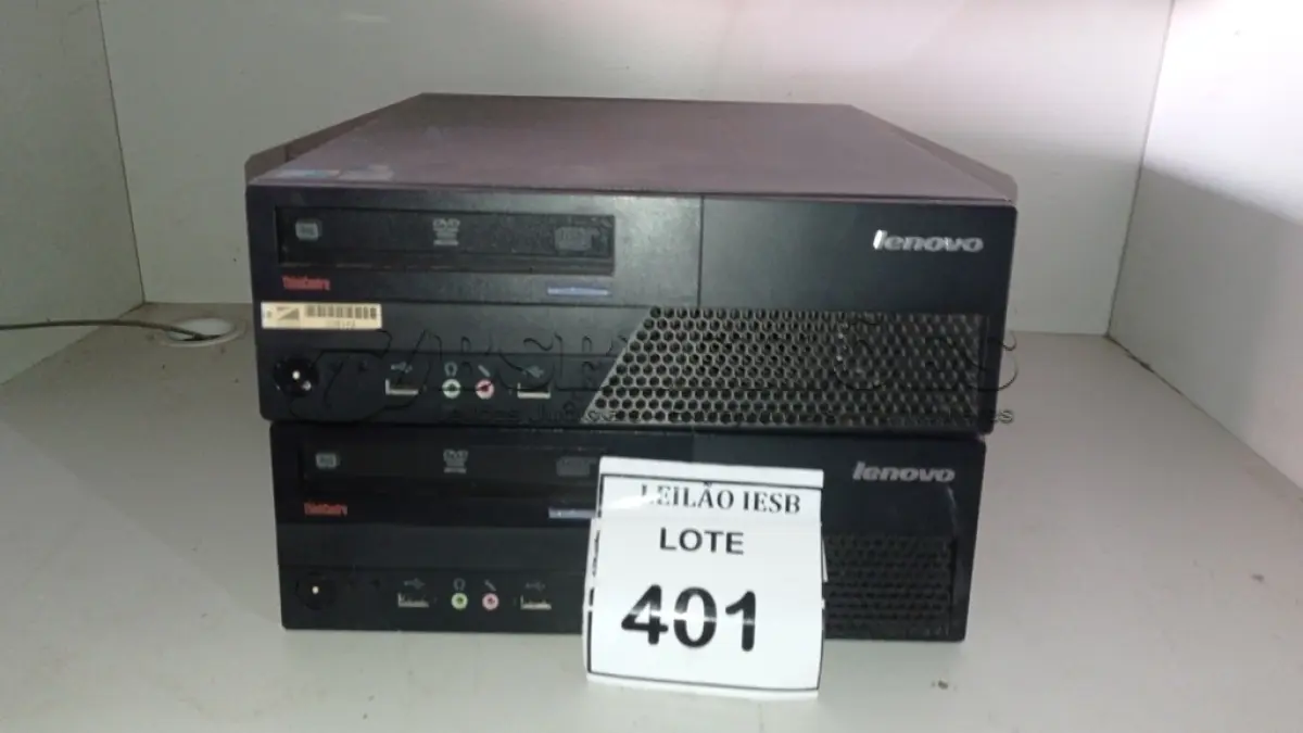 LOTE 401 - 02 CPUS LENOVO. (NO ESTADO) ATENÇÃO! FAZER A VISITAÇÃO ANTES DE ARREMATAR, NÃO SABEMOS SE FUNCIONA, LEILÃO NÃO TEM GARANTIA E NEM DEVOLUÇÃO, SUJEITO A POSSÍVEIS AVARIAS VISÍVEIS/OCULTAS E/OU AUSÊNCIA DE COMPONENTES.