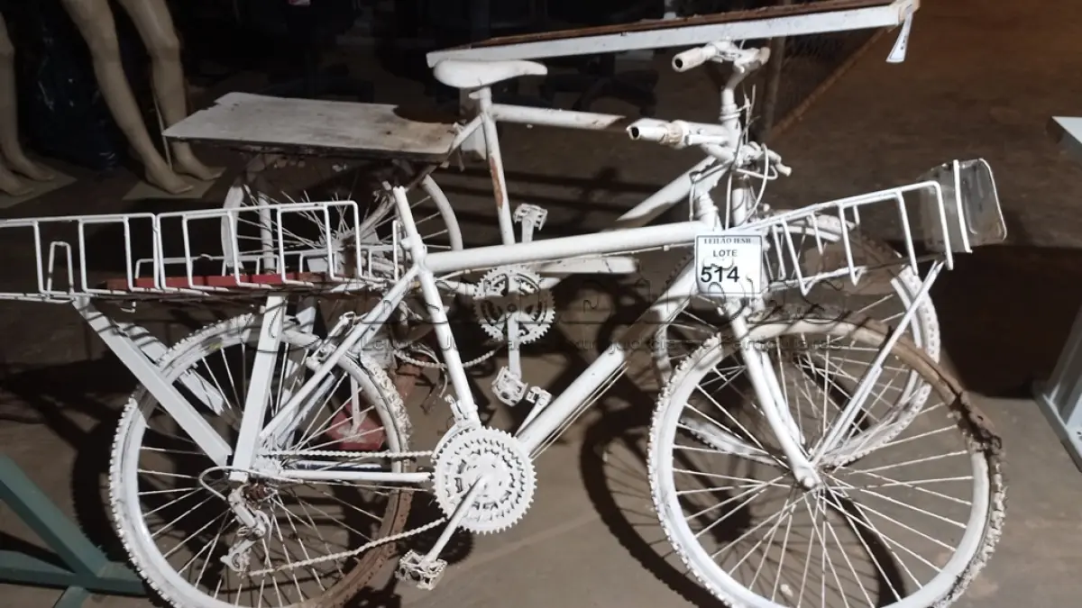 LOTE 514 - 02 BICICLETAS BRANCAS PARA ESCULTURAS. (NO ESTADO) ATENÇÃO! FAZER A VISITAÇÃO ANTES DE ARREMATAR, NÃO SABEMOS SE FUNCIONA, LEILÃO NÃO TEM GARANTIA E NEM DEVOLUÇÃO, SUJEITO A POSSÍVEIS AVARIAS VISÍVEIS/OCULTAS E/OU AUSÊNCIA DE COMPONENTES.