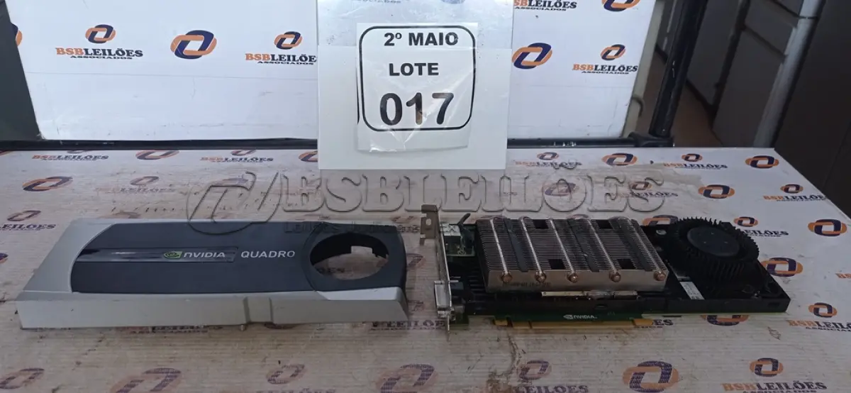 LOTE 017 - 01 PLACA DE VÍDEO MODELO QUADRO 6000 MARCA NVIDIA. (NO ESTADO) ATENÇÃO! FAZER A VISITAÇÃO ANTES DE ARREMATAR, NÃO SABEMOS SE FUNCIONA, LEILÃO NÃO TEM GARANTIA E NEM DEVOLUÇÃO, SUJEITO A POSSÍVEIS AVARIAS VISÍVEIS/OCULTAS E/OU AUSÊNCIA DE COMPONENTES.