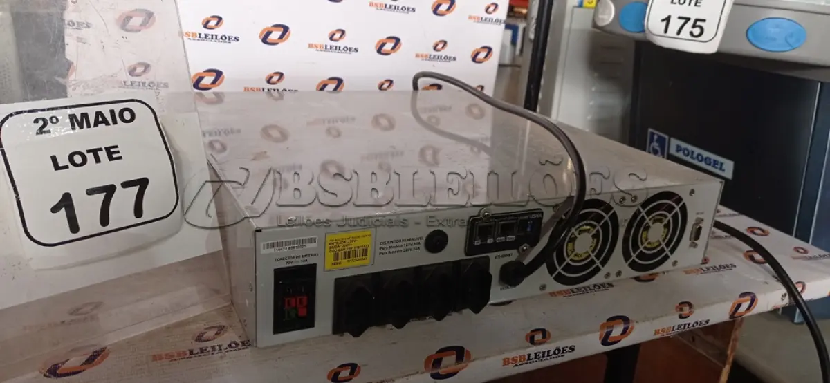 LOTE 177 - 01 NOBREAK MARCA MICROSOL. (NO ESTADO) ATENÇÃO! FAZER A VISITAÇÃO ANTES DE ARREMATAR, NÃO SABEMOS SE FUNCIONA, LEILÃO NÃO TEM GARANTIA E NEM DEVOLUÇÃO, SUJEITO A POSSÍVEIS AVARIAS VISÍVEIS/OCULTAS E/OU AUSÊNCIA DE COMPONENTES.
