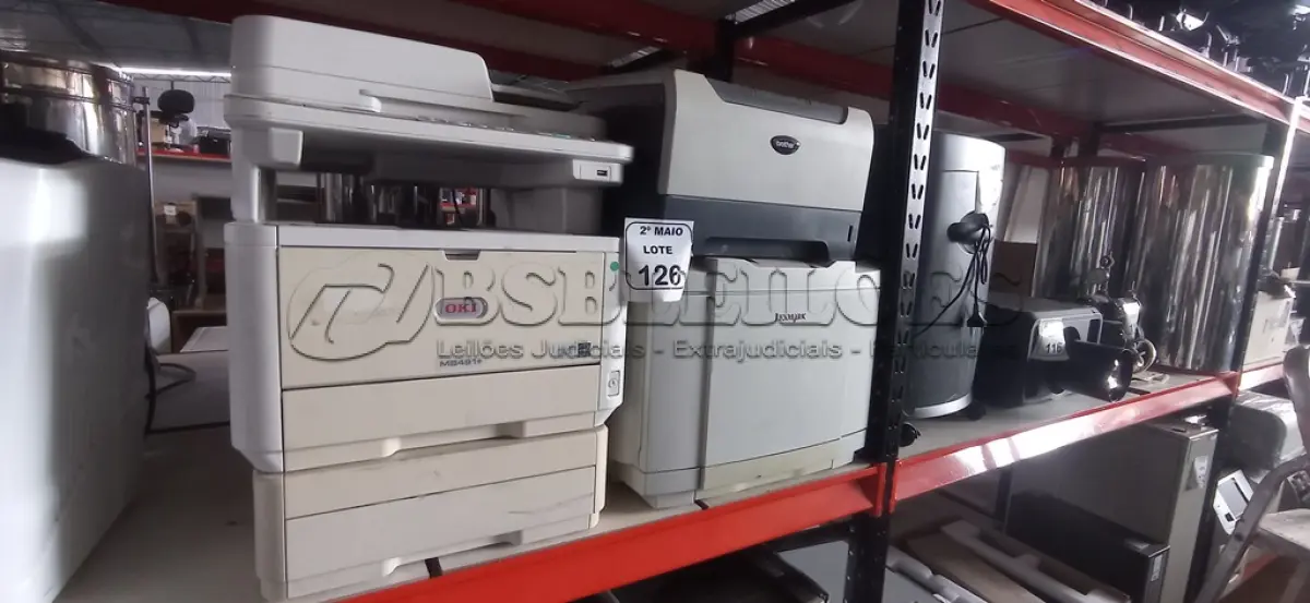 LOTE 126 - 04 IMPRESSORAS DE MARCAS E MODELOS DIVERSOS. (NO ESTADO) ATENÇÃO! FAZER A VISITAÇÃO ANTES DE ARREMATAR, NÃO SABEMOS SE FUNCIONA, LEILÃO NÃO TEM GARANTIA E NEM DEVOLUÇÃO, SUJEITO A POSSÍVEIS AVARIAS VISÍVEIS/OCULTAS E/OU AUSÊNCIA DE COMPONENTES.