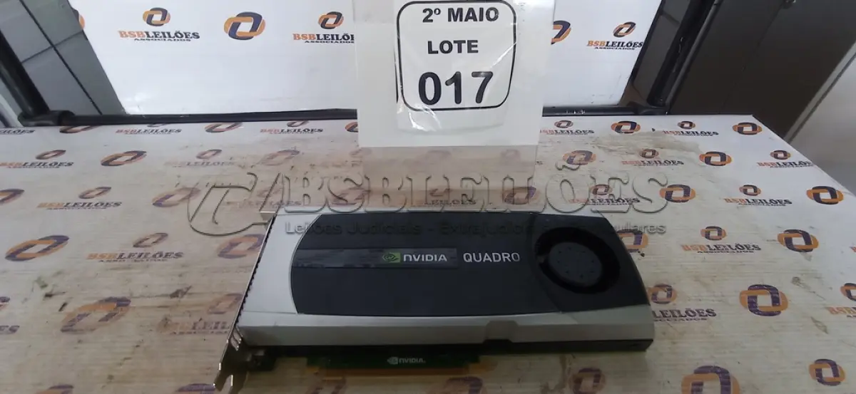 LOTE 017 - 01 PLACA DE VÍDEO MODELO QUADRO 6000 MARCA NVIDIA. (NO ESTADO) ATENÇÃO! FAZER A VISITAÇÃO ANTES DE ARREMATAR, NÃO SABEMOS SE FUNCIONA, LEILÃO NÃO TEM GARANTIA E NEM DEVOLUÇÃO, SUJEITO A POSSÍVEIS AVARIAS VISÍVEIS/OCULTAS E/OU AUSÊNCIA DE COMPONENTES.