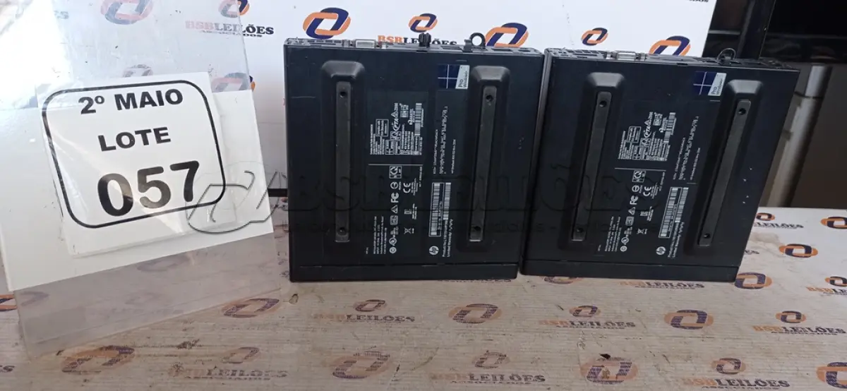 LOTE 057 - 02 MINIS PC SERIE ELITEDESK MARCA HP. (NO ESTADO) ATENÇÃO! FAZER A VISITAÇÃO ANTES DE ARREMATAR, NÃO SABEMOS SE FUNCIONA, LEILÃO NÃO TEM GARANTIA E NEM DEVOLUÇÃO, SUJEITO A POSSÍVEIS AVARIAS VISÍVEIS/OCULTAS E/OU AUSÊNCIA DE COMPONENTES.