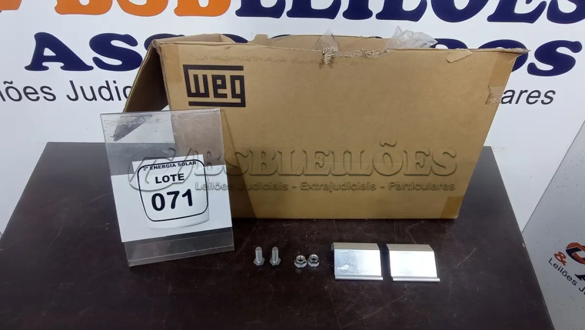 LOTE 071 - 01 CAIXA COM SUPORTES PARA MICRO INVERSOR WEG METÁLICO. (NO ESTADO) ATENÇÃO! FAZER A VISITAÇÃO ANTES DE ARREMATAR, NÃO SABEMOS SE FUNCIONA, LEILÃO NÃO TEM GARANTIA E NEM DEVOLUÇÃO, SUJEITO A POSSÍVEIS AVARIAS VISÍVEIS/OCULTAS E/OU AUSÊNCIA DE COMPONENTES.