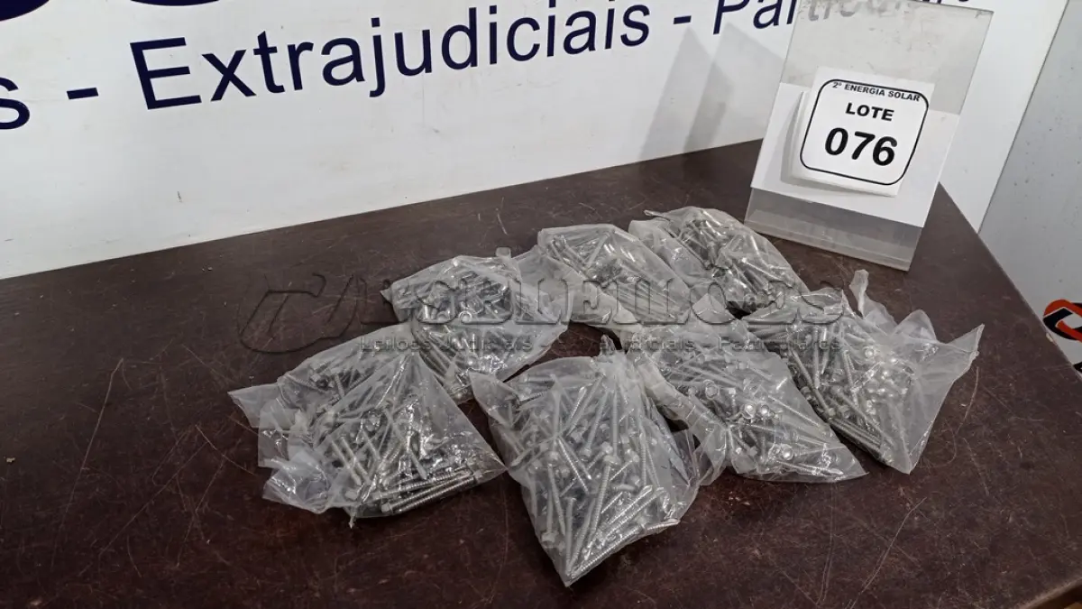 LOTE 076 - 01 LOTE COM PARAFUSOS AUTO BROCANTE EM INOX. (NO ESTADO) ATENÇÃO! FAZER A VISITAÇÃO ANTES DE ARREMATAR, NÃO SABEMOS SE FUNCIONA, LEILÃO NÃO TEM GARANTIA E NEM DEVOLUÇÃO, SUJEITO A POSSÍVEIS AVARIAS VISÍVEIS/OCULTAS E/OU AUSÊNCIA DE COMPONENTES.