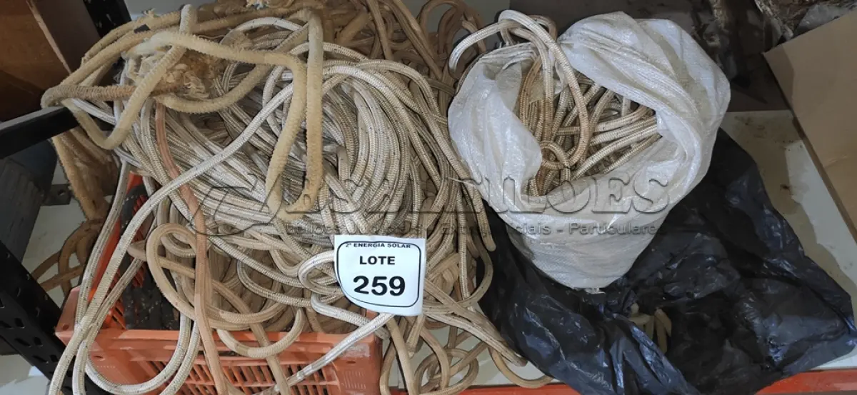 LOTE 259 - 01 LOTE COM CORDAS DIVERSAS. (NO ESTADO) ATENÇÃO! FAZER A VISITAÇÃO ANTES DE ARREMATAR, NÃO SABEMOS SE FUNCIONA, LEILÃO NÃO TEM GARANTIA E NEM DEVOLUÇÃO, SUJEITO A POSSÍVEIS AVARIAS VISÍVEIS/OCULTAS E/OU 