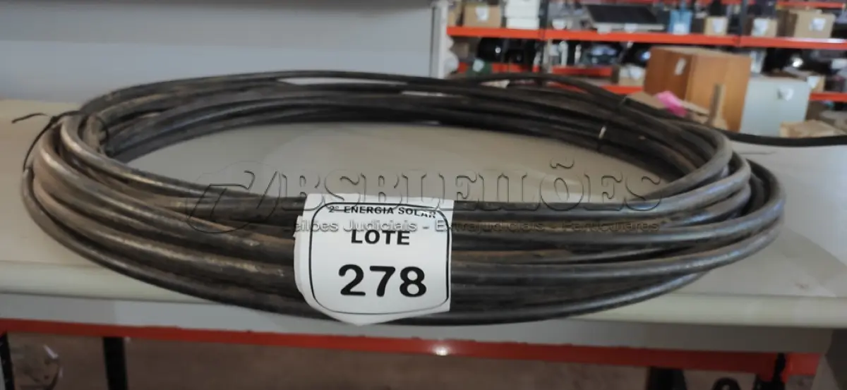 LOTE 278 - 38M DE CABO ISOLADO EM ALUMÍNIO PRETO 70MM. (NO ESTADO) ATENÇÃO! FAZER A VISITAÇÃO ANTES DE ARREMATAR, NÃO SABEMOS SE FUNCIONA, LEILÃO NÃO TEM GARANTIA E NEM DEVOLUÇÃO, SUJEITO A POSSÍVEIS AVARIAS VISÍVEIS/OCULTAS