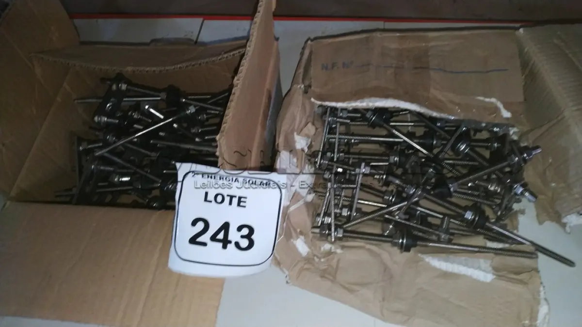 LOTE 243 - 02 CAIXAS COM PARAFUSOS DE FIXAÇÃO METÁLICO M10 X 250MM AÇO INOX.  (NO ESTADO) ATENÇÃO! FAZER A VISITAÇÃO ANTES DE ARREMATAR, NÃO SABEMOS SE FUNCIONA, LEILÃO NÃO TEM GARANTIA E NEM DEVOLUÇÃO, SUJEITO A POSSÍVEIS AVARIAS VISÍVEIS/OCULTAS E/OU 