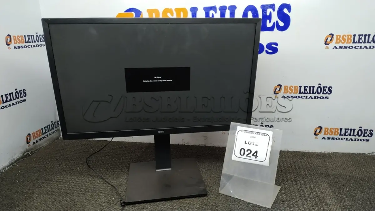 LOTE 024 - 01 MONITOR 24” MARCA LG. (NO ESTADO EM QUE SE ENCONTRA. SUJEITO A AVARIAS OCULTAS/VISÍVEIS) BD1315K