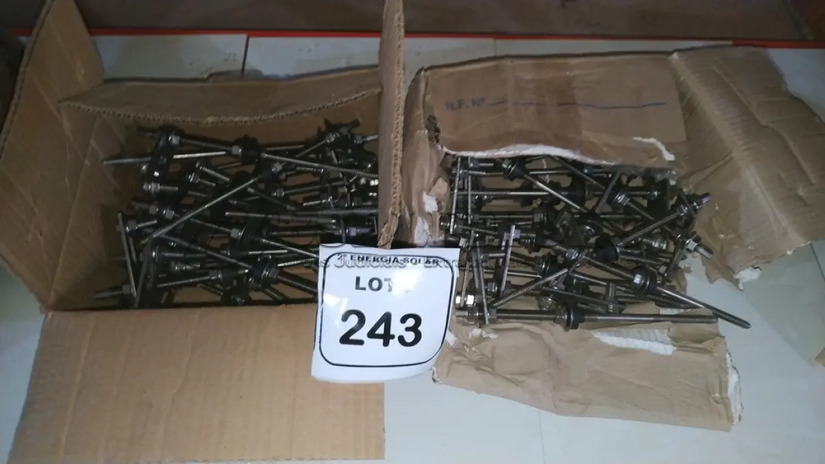 LOTE 243 - 02 CAIXAS COM PARAFUSOS DE FIXAÇÃO METÁLICO M10 X 250MM AÇO INOX.  (NO ESTADO) ATENÇÃO! FAZER A VISITAÇÃO ANTES DE ARREMATAR, NÃO SABEMOS SE FUNCIONA, LEILÃO NÃO TEM GARANTIA E NEM DEVOLUÇÃO, SUJEITO A POSSÍVEIS AVARIAS VISÍVEIS/OCULTAS E/OU 