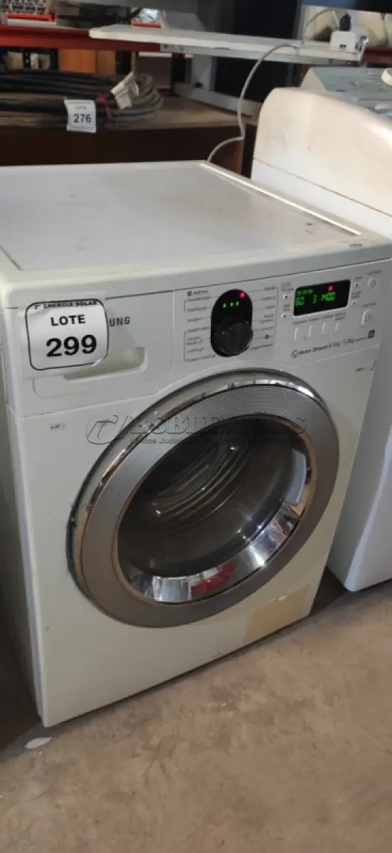 LOTE 299 - 01 LAVA E SECA SAMSUNG8,5KG 220VOLTS. (NO ESTADO) ATENÇÃO! FAZER A VISITAÇÃO ANTES DE ARREMATAR, NÃO SABEMOS SE FUNCIONA, LEILÃO NÃO TEM GARANTIA E NEM DEVOLUÇÃO, SUJEITO A POSSÍVEIS AVARIAS VISÍVEIS/OCULTAS E/OU AUSÊNCIA DE COMPONENTES.