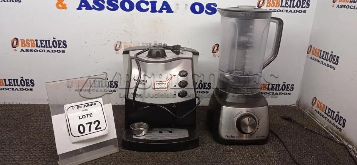 LOTE 072 - 01 MÁQUINA DE CAFÉ EXPRESSO 220V MARCA MONDIAL E 01 LIQUIDIFICADOR 220V MARCA MONDIAL. (NO ESTADO) ATENÇÃO! FAZER A VISITAÇÃO ANTES DE ARREMATAR, NÃO SABEMOS SE FUNCIONA, LEILÃO NÃO TEM GARANTIA E NEM DEVOLUÇÃO, SUJEITO A POSSÍVEIS AVARIAS VISÍVEIS/OCULTAS E/OU AUSÊNCIA DE COMPONENTES.