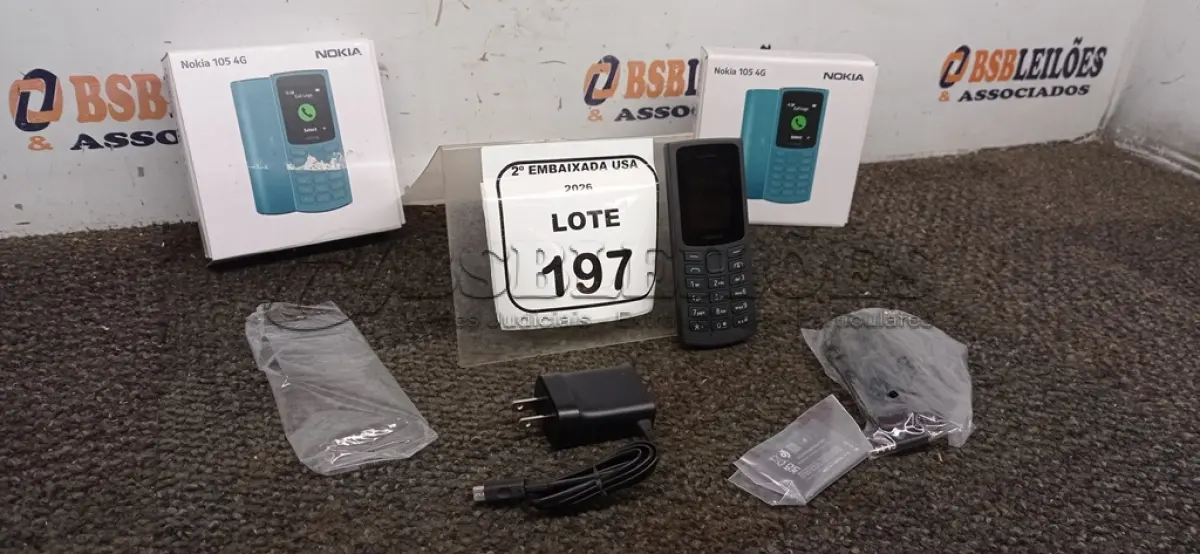 LOTE 197 - 02 CELULARES NOKIA 105 4G. (NO ESTADO EM QUE SE ENCONTRA. SUJEITO A AVARIAS OCULTAS/VISÍVEIS.)