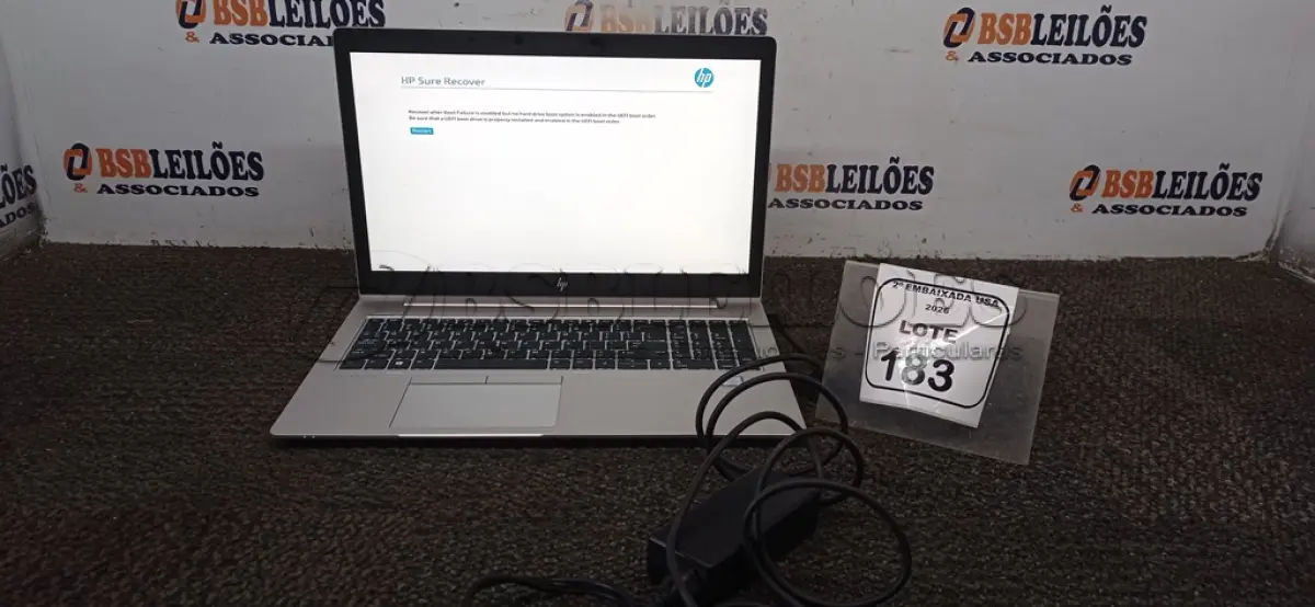 LOTE 183 - 01 LAPTOP ELITEBOOK CORE I7 8º GERAÇÃO COM FONTE MARCA HP. (NO ESTADO EM QUE SE ENCONTRA. SUJEITO A AVARIAS OCULTAS/VISÍVEIS.) AB4694S