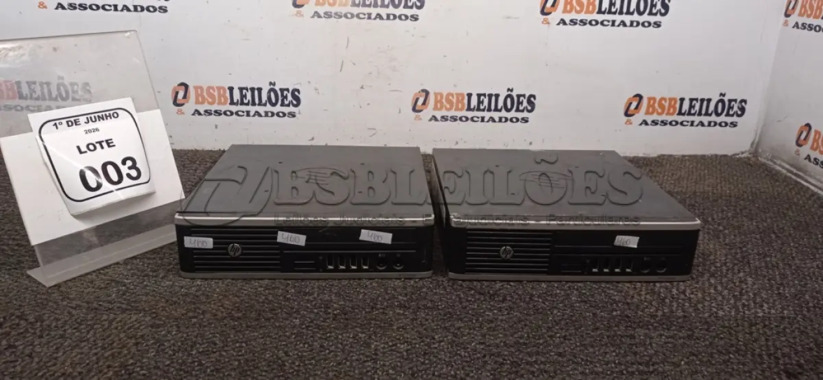 LOTE 003 - 02 MINIS PC   MARCA HP I3. (NO ESTADO) ATENÇÃO! FAZER A VISITAÇÃO ANTES DE ARREMATAR, NÃO SABEMOS SE FUNCIONA, LEILÃO NÃO TEM GARANTIA E NEM DEVOLUÇÃO, SUJEITO A POSSÍVEIS AVARIAS VISÍVEIS/OCULTAS E/OU AUSÊNCIA DE COMPONENTES.