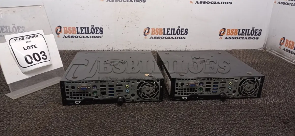 LOTE 003 - 02 MINIS PC   MARCA HP I3. (NO ESTADO) ATENÇÃO! FAZER A VISITAÇÃO ANTES DE ARREMATAR, NÃO SABEMOS SE FUNCIONA, LEILÃO NÃO TEM GARANTIA E NEM DEVOLUÇÃO, SUJEITO A POSSÍVEIS AVARIAS VISÍVEIS/OCULTAS E/OU AUSÊNCIA DE COMPONENTES.