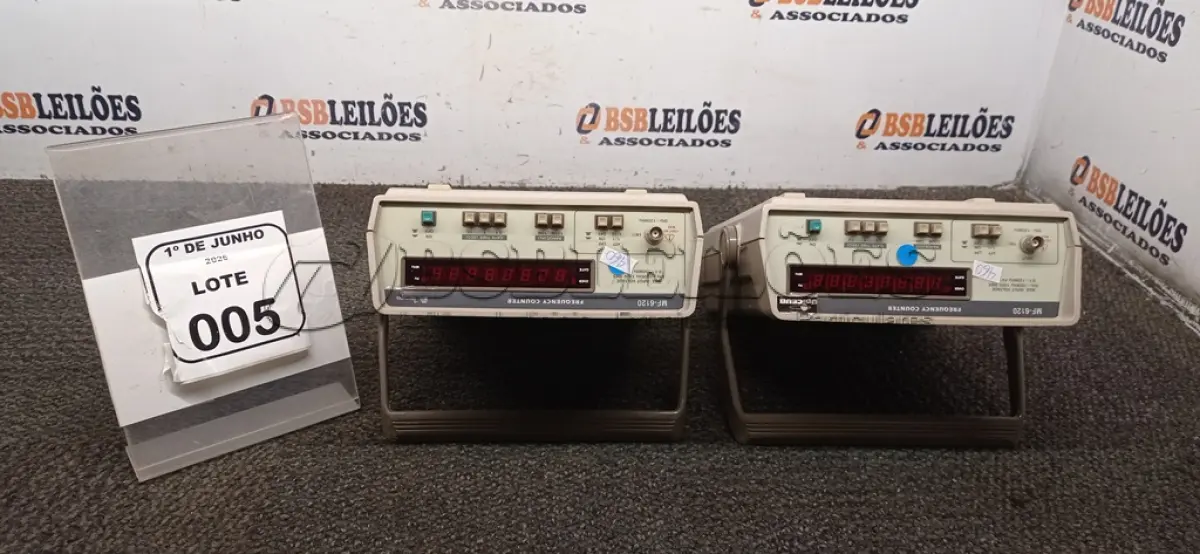 LOTE 005 - 02 FREQUENCÍMETROS MODELO MF-6120 MARCA MINIPA. (NO ESTADO) ATENÇÃO! FAZER A VISITAÇÃO ANTES DE ARREMATAR, NÃO SABEMOS SE FUNCIONA, LEILÃO NÃO TEM GARANTIA E NEM DEVOLUÇÃO, SUJEITO A POSSÍVEIS AVARIAS VISÍVEIS/OCULTAS E/OU AUSÊNCIA DE COMPONENTES.
