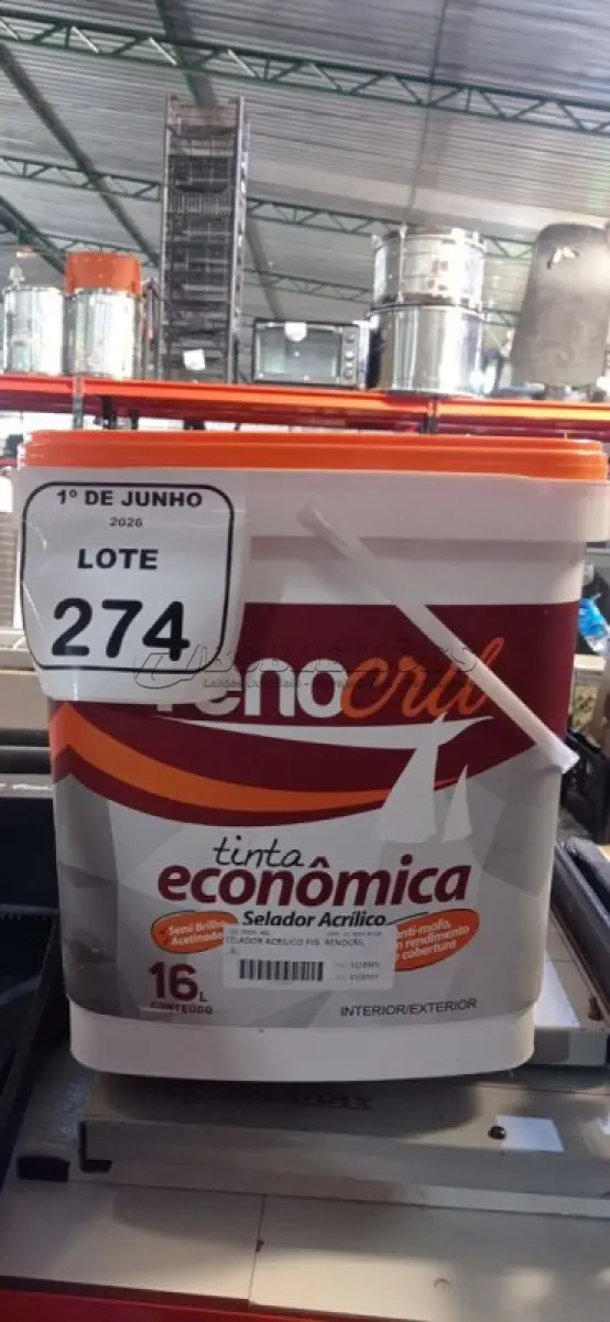 LOTE 274 - 01 BALDE DE SELADOR 16L MARCA RENOCRIL. (NO ESTADO) ATENÇÃO! FAZER A VISITAÇÃO ANTES DE ARREMATAR, NÃO SABEMOS SE FUNCIONA, LEILÃO NÃO TEM GARANTIA E NEM DEVOLUÇÃO, SUJEITO A POSSÍVEIS AVARIAS VISÍVEIS/OCULTAS E/OU AUSÊNCIA DE COMPONENTES.