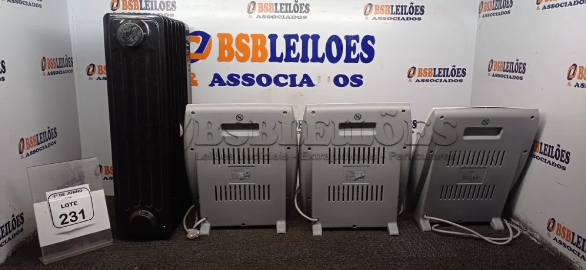 LOTE 231 - 04 AQUECEDORES DE MODELOS DIVERSOS MARCA MONDIAL. (NO ESTADO) ATENÇÃO! FAZER A VISITAÇÃO ANTES DE ARREMATAR, NÃO SABEMOS SE FUNCIONA, LEILÃO NÃO TEM GARANTIA E NEM DEVOLUÇÃO, SUJEITO A POSSÍVEIS AVARIAS VISÍVEIS/OCULTAS E/OU AUSÊNCIA DE COMPONENTES.