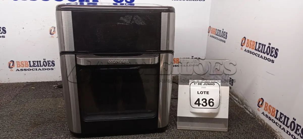 LOTE 436 - 01 AIR FRYER/FORNO 12L 220V MARCA MONDIAL. (NO ESTADO) ATENÇÃO! FAZER A VISITAÇÃO ANTES DE ARREMATAR, NÃO SABEMOS SE FUNCIONA, LEILÃO NÃO TEM GARANTIA E NEM DEVOLUÇÃO, SUJEITO A POSSÍVEIS AVARIAS VISÍVEIS/OCULTAS E/OU AUSÊNCIA DE COMPONENTES.