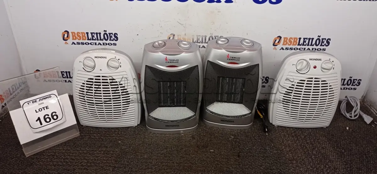 LOTE 166 - 04 AQUECEDORES MODELOS DIVERSOS 220V MARCA MONDIAL. (NO ESTADO) ATENÇÃO! FAZER A VISITAÇÃO ANTES DE ARREMATAR, NÃO SABEMOS SE FUNCIONA, LEILÃO NÃO TEM GARANTIA E NEM DEVOLUÇÃO, SUJEITO A POSSÍVEIS AVARIAS VISÍVEIS/OCULTAS E/OU AUSÊNCIA DE COMPONENTES.