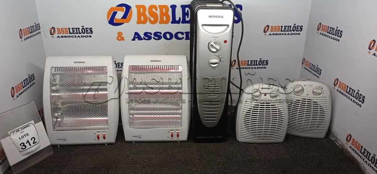 LOTE 312 - 05 AQUECEDORES DE MODELOS DIVERSOS 220V MARCA MONDIAL. (NO ESTADO) ATENÇÃO! FAZER A VISITAÇÃO ANTES DE ARREMATAR, NÃO SABEMOS SE FUNCIONA, LEILÃO NÃO TEM GARANTIA E NEM DEVOLUÇÃO, SUJEITO A POSSÍVEIS AVARIAS VISÍVEIS/OCULTAS E/OU AUSÊNCIA DE COMPONENTES.