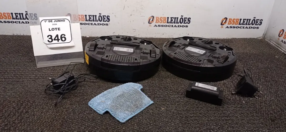 LOTE 346 - 02 ASPIRADORES ROBÔ MARCA MONDIAL. (NO ESTADO) ATENÇÃO! FAZER A VISITAÇÃO ANTES DE ARREMATAR, NÃO SABEMOS SE FUNCIONA, LEILÃO NÃO TEM GARANTIA E NEM DEVOLUÇÃO, SUJEITO A POSSÍVEIS AVARIAS VISÍVEIS/OCULTAS E/OU AUSÊNCIA DE COMPONENTES.