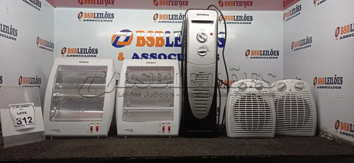 LOTE 312 - 05 AQUECEDORES DE MODELOS DIVERSOS 220V MARCA MONDIAL. (NO ESTADO) ATENÇÃO! FAZER A VISITAÇÃO ANTES DE ARREMATAR, NÃO SABEMOS SE FUNCIONA, LEILÃO NÃO TEM GARANTIA E NEM DEVOLUÇÃO, SUJEITO A POSSÍVEIS AVARIAS VISÍVEIS/OCULTAS E/OU AUSÊNCIA DE COMPONENTES.