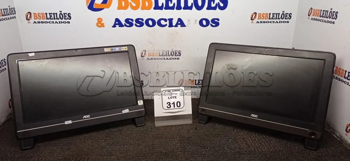 LOTE 310 - 02 ALL IN ONE MARCA AOC. (NO ESTADO) ATENÇÃO! FAZER A VISITAÇÃO ANTES DE ARREMATAR, NÃO SABEMOS SE FUNCIONA, LEILÃO NÃO TEM GARANTIA E NEM DEVOLUÇÃO, SUJEITO A POSSÍVEIS AVARIAS VISÍVEIS/OCULTAS E/OU AUSÊNCIA DE COMPONENTES.