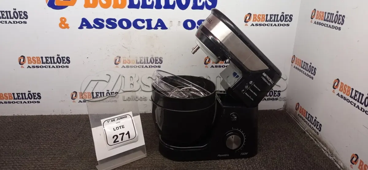LOTE 271 - 01 BATEDEIRA PLANETÁRIA 220V MARCA MONDIAL. (NO ESTADO) ATENÇÃO! FAZER A VISITAÇÃO ANTES DE ARREMATAR, NÃO SABEMOS SE FUNCIONA, LEILÃO NÃO TEM GARANTIA E NEM DEVOLUÇÃO, SUJEITO A POSSÍVEIS AVARIAS VISÍVEIS/OCULTAS E/OU AUSÊNCIA DE COMPONENTES.