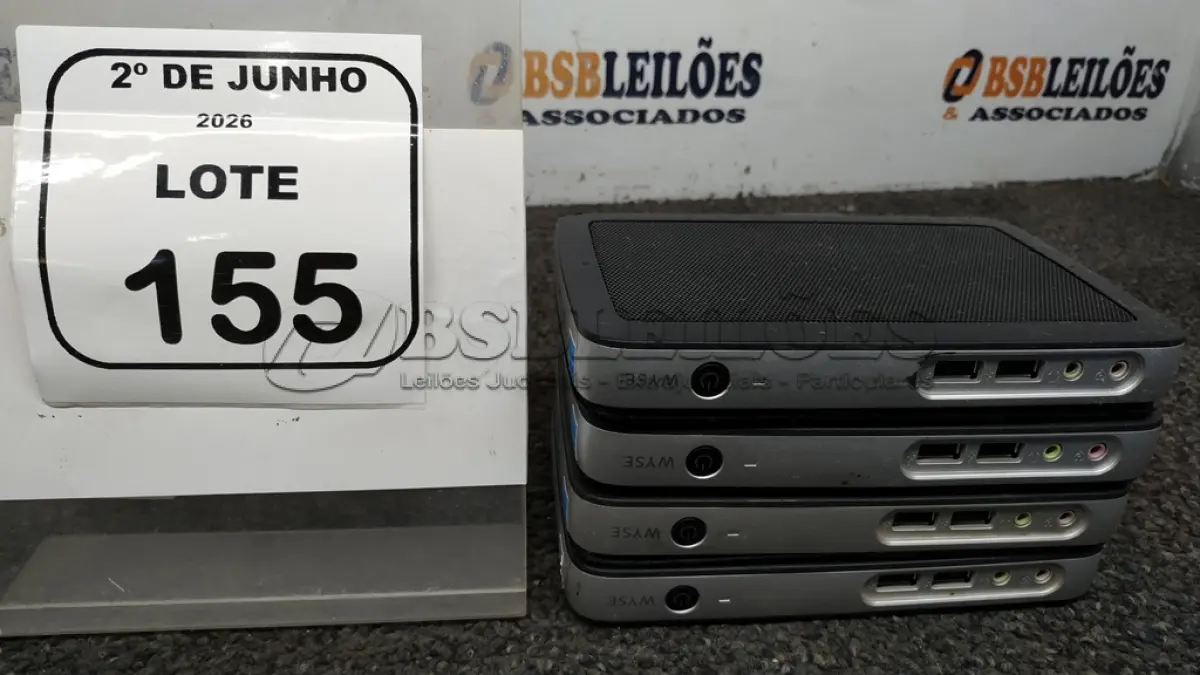 LOTE 155 - 04 MINIS DESKTOP WYSE MARCA DELL. (NO ESTADO) ATENÇÃO! FAZER A VISITAÇÃO ANTES DE ARREMATAR, NÃO SABEMOS SE FUNCIONA, LEILÃO NÃO TEM GARANTIA E NEM DEVOLUÇÃO, SUJEITO A POSSÍVEIS AVARIAS VISÍVEIS/OCULTAS E/OU AUSÊNCIA DE COMPONENTES.